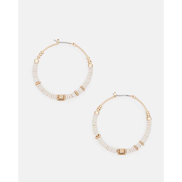 Allsaints Australia Womens Amelie Bead Hoop Earring Brass/Cream AU14-936